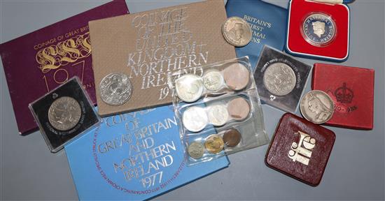 Assorted British 20th century coinage including cased sets